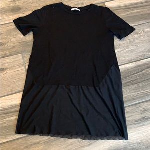 Black mix fabric tee